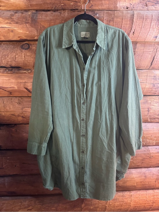 Universal Thread Tops - Universal Thread Olive Button-Front Lightweight Shirt Jacket